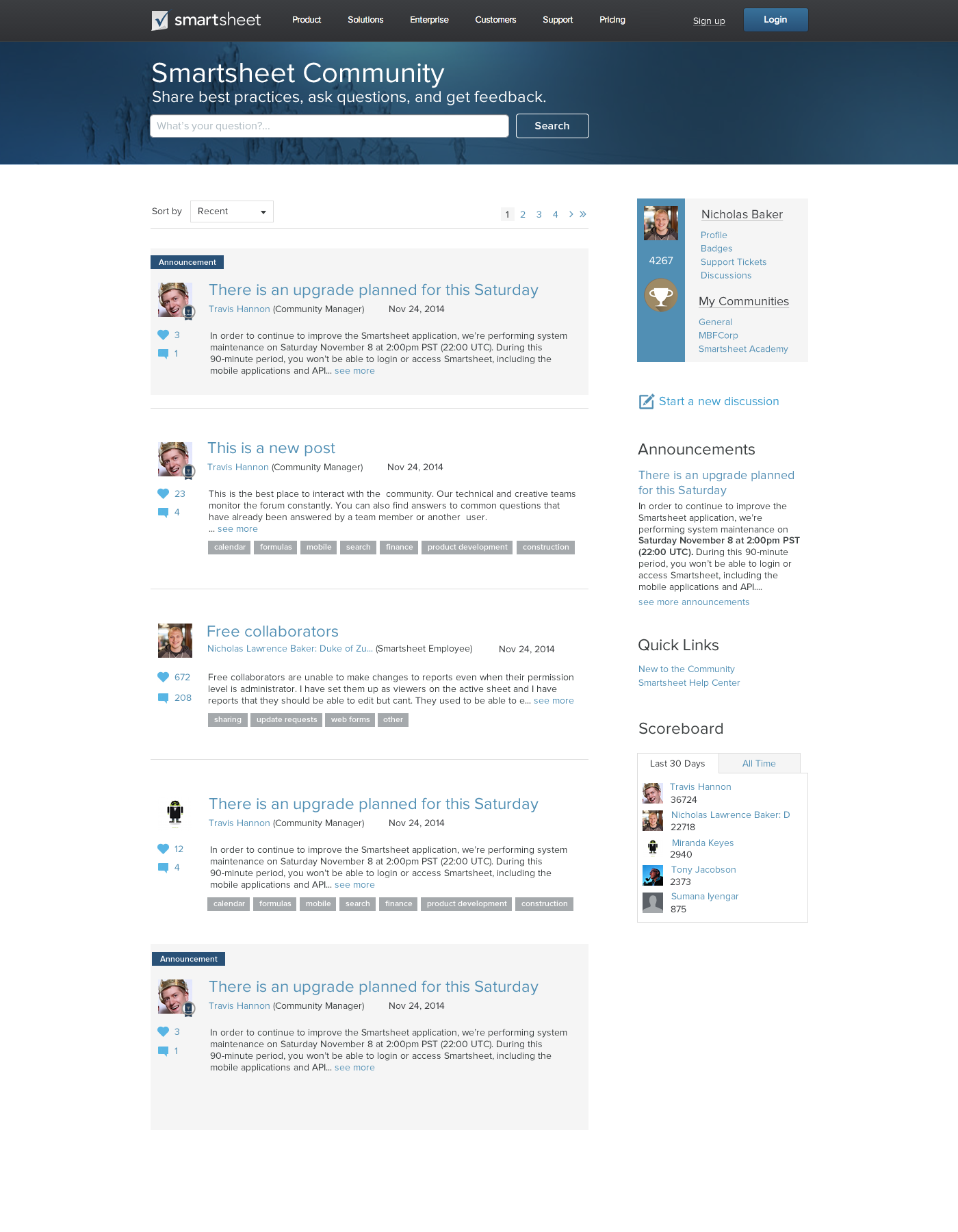 Smartsheet Community home mockup